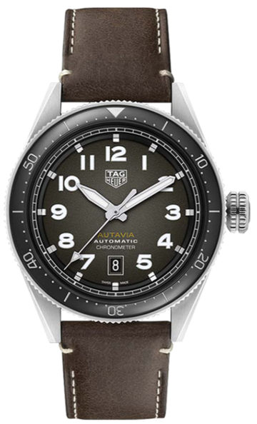 Tag Heuer Autavia Automatic Grey Dial Brown Leather Strap Watch for Men - WBE5114.FC8266