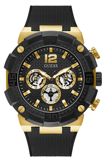 Guess Navigator Chronograph Black Dial Black Rubber Strap Watch for Men - GW0264G3