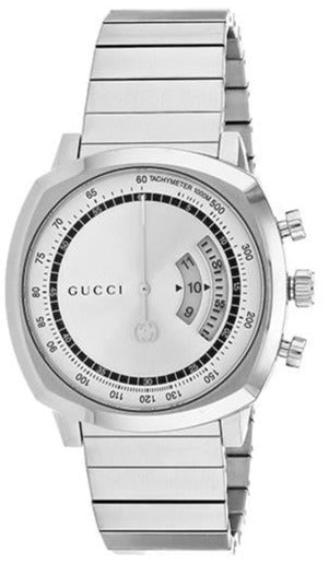 Gucci Grip Quartz Silver Dial Silver Steel Strap Watch For Men - YA157302