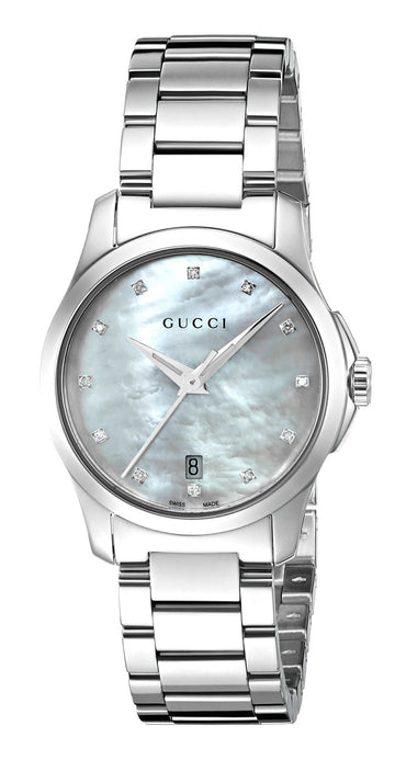 Gucci G Timeless Silver Stainless Steel Mother of Pearl Dial Quartz Watch For Women - YA126542