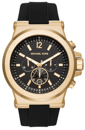 Michael Kors Dylan Chronograph Black Dial Black Rubber Strap Watch for Men - MK8445