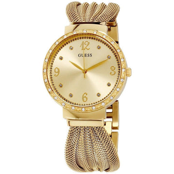 Guess Chiffon Gold Tone Stainless Steel Watch For Women - W1083L2