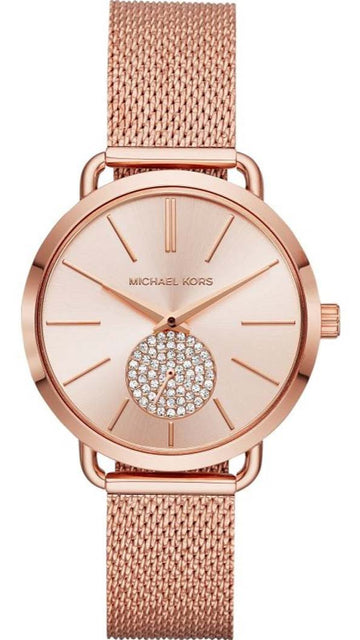 Michael Kors Portia Rose Gold Dial Rose Gold Mesh Bracelet Watch for Women - MK3845