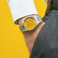 Citizen Tsuyosa Automatic Yellow Dial Silver Steel Strap Watch for Men - NJ0150-81Z