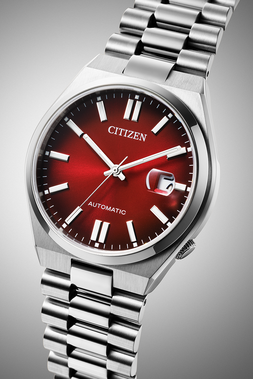 Citizen Tsuyosa Automatic Red Dial Silver Steel Strap Watch For Men - NJ0150-56W