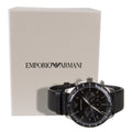 Emporio Armani Mario Chronograph Black Dial Black Leather Strap Watch For Men - AR11243