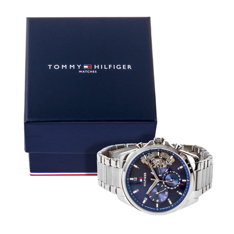 Tommy Hilfiger Baker Quartz Blue Dial Silver Steel Strap Watch For Men - 1710448