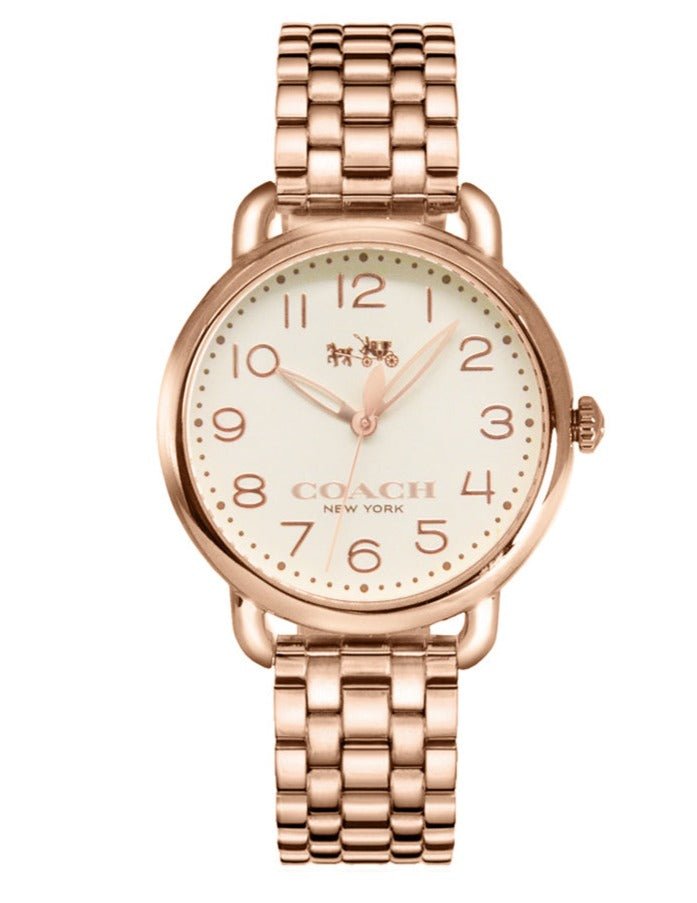 Coach Delancey White Dial Rose Gold Steel Strap Watch for Women - 14502262