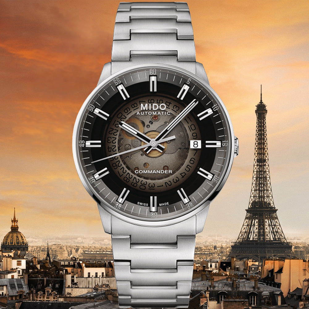 Mido Commander Automatic Gradient Black Dial Silver Steel Strap Watch For Men - M021.407.11.411.00