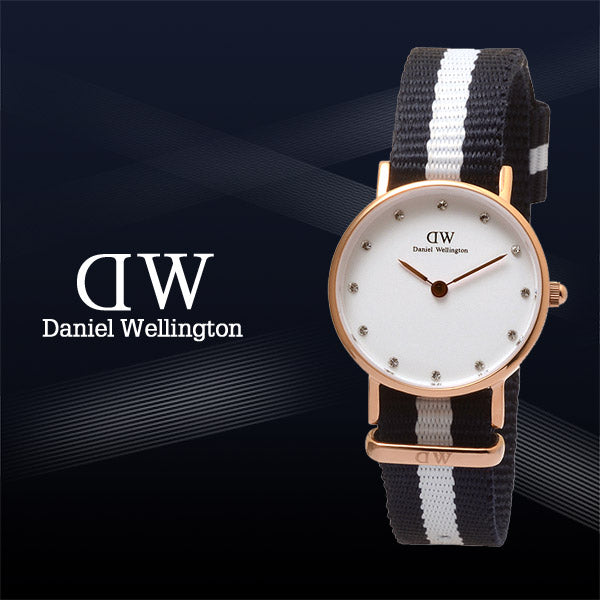 Daniel Wellington Classy Glasgow White Dial Two Tone Nylon Strap Watch For Women - DW00100066