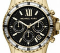 Michael Kors Everest Chronograph Black Dial Gold Steel Strap Watch For Women - MK5828