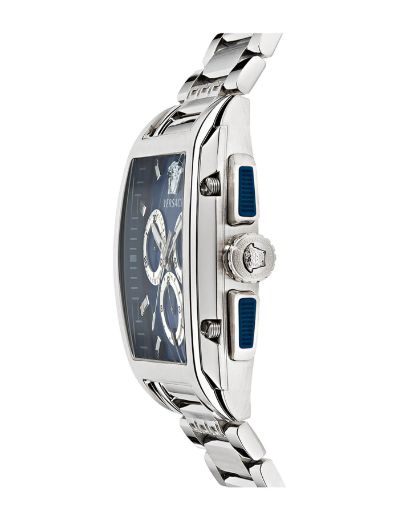 Versace Dominus Chronograph Blue Dial Silver Steel Strap Watch For Men - VE6H00423