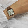 Armani Exchange Lola Quartz Silver Dial Rose Gold Mesh Strap Watch For Women - AX5802