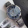 Emporio Armani Renato Automatic Blue Dial Silver Steel Strap Watch For Men - AR60037