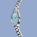 Michael Kors Layton Chronograph Mother of Pearl Blue Dial Silver Steel Strap Watch For Women - MK6847