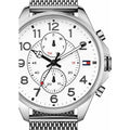 Tommy Hilfiger Dean Chronograph White Dial Silver Mesh Bracelet Watch for Men - 1791277