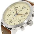 Tommy Hilfiger Jake Multifunction White Dial Brown Leather Strap Watch for Men - 1791230