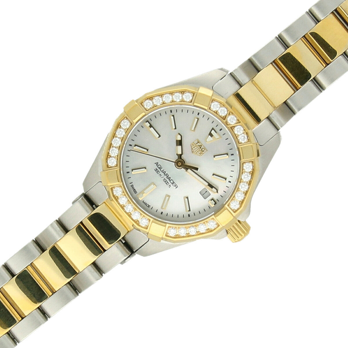 Tag Heuer Aquaracer Diamonds Mother of Pearl Dial Two Tone Steel Strap Watch for Women - WBD1421.BB0321