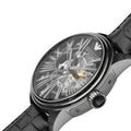 Emporio Armani Meccanico Automatic Silver Dial Black Leather Strap Watch For Men - AR4629