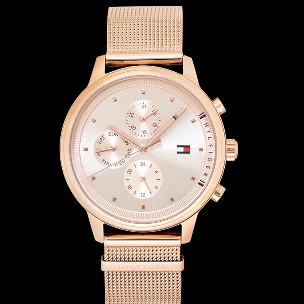 Tommy Hilfiger Blake Chronograph Rose Gold Dial Rose Gold Mesh Bracelet Watch For Women - 1781907