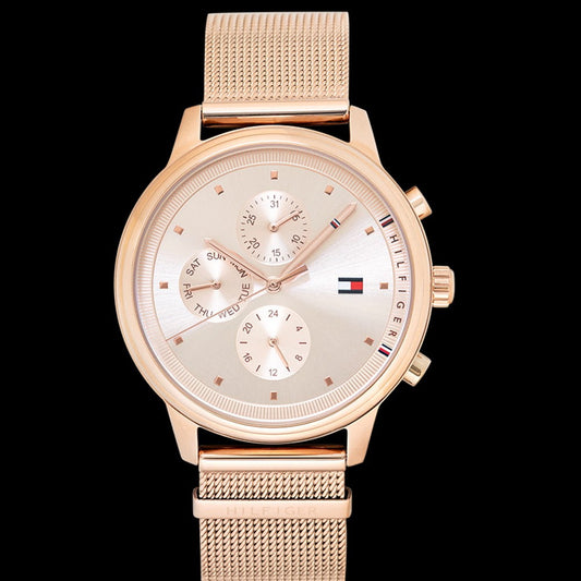 Tommy Hilfiger Blake Chronograph Rose Gold Dial Rose Gold Mesh Bracelet Watch For Women - 1781907