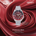 Seiko 5 Sports Thong Sia Limited Edition Red Dial Silver Steel Strap Watch For Men - SSK031K1