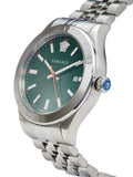 Versace Hellenyium Quartz Green Dial Silver Steel Strap Watch For Men - VEVK01021