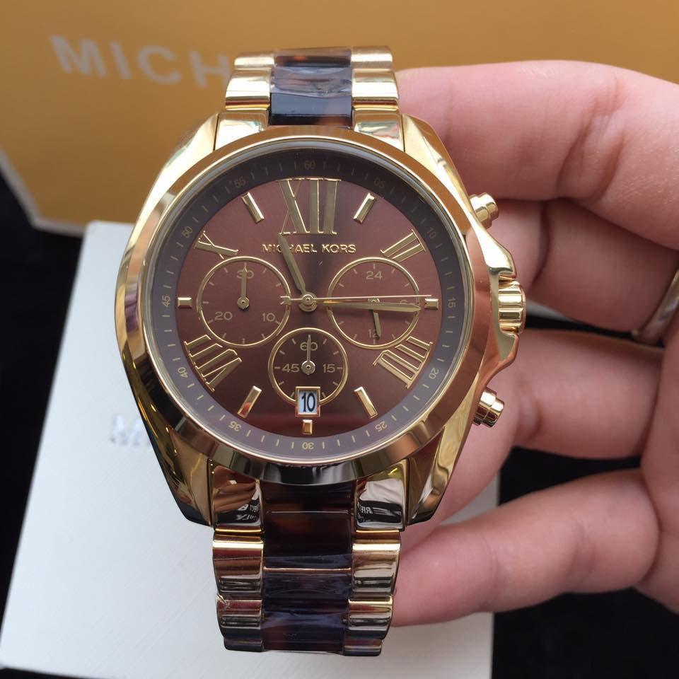 Michael Kors Bradshaw Quartz Brown Dial Two Tone Steel Strap Watch For Women - MK5696