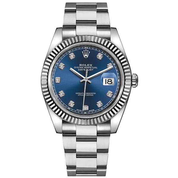 Rolex Datejust 41 Oyster Blue Dial Two Tone Oystersteel & White Gold Strap Watch for Men - M126334-0015