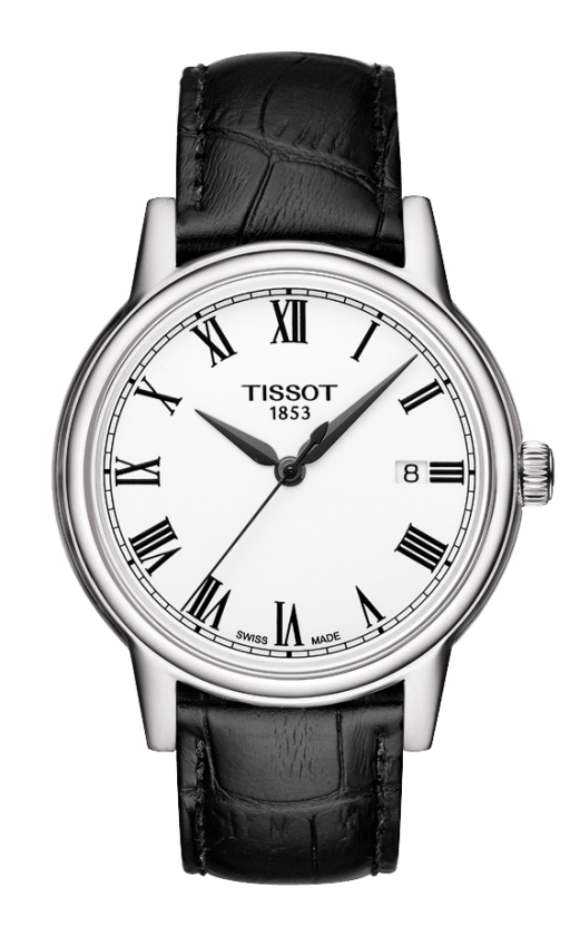 Tissot T Classic Carson White Dial Black Leather Strap Watch for Men - T085.410.16.013.00