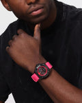 Versace Icon Active Chronograph Quartz Black Dial Pink Rubber Strap Watch For Men - VEZ700221