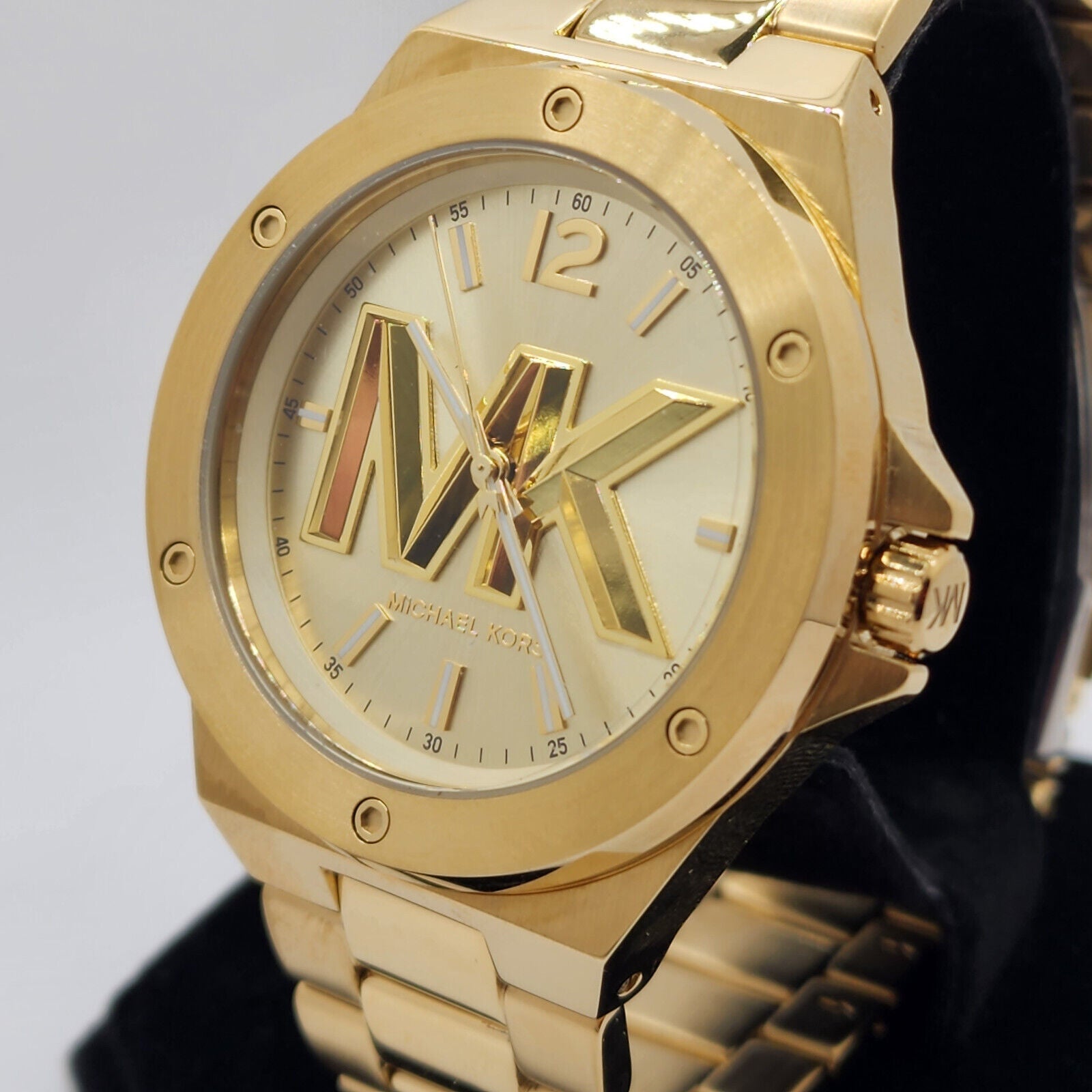 Michael Kors Lennox Three-Hand Quartz Gold Dial Gold Steel Strap Watch For Men - MK8939