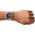 Emporio Armani Mario Chronograph Blue Dial Two Tone Steel Strap Watch For Men - AR11362