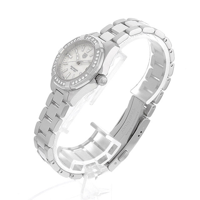 Tag Heuer Aquaracer Diamonds Mother of Pearl White Dial Silver Steel Strap Watch for Women - WBD1413.BA0741