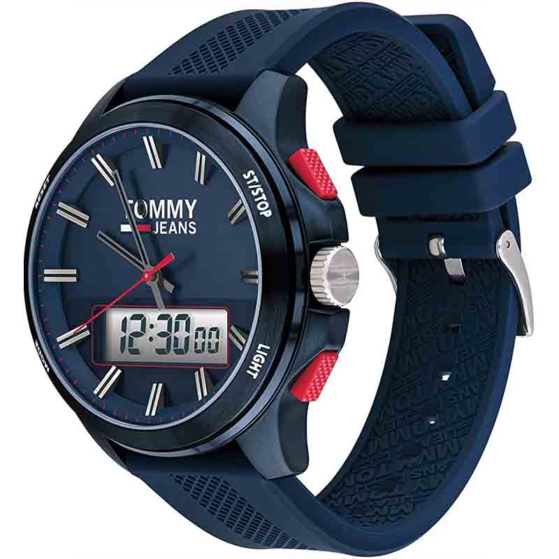 Tommy Hilfiger Digital Blue Dial Blue Rubber Strap Watch For Men - 1791761