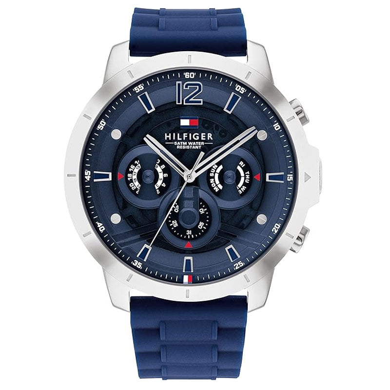 Tommy Hilfiger Luca Chronograph Quartz Blue Dial Blue Silicone Strap Watch For Men - 1710489