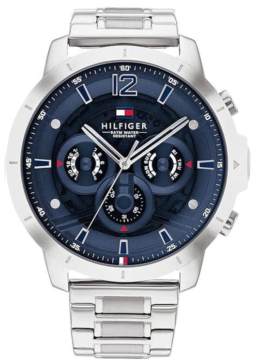 Tommy Hilfiger Luca Chronograph Quartz Blue Dial Silver Steel Strap Watch For Men - 1710492