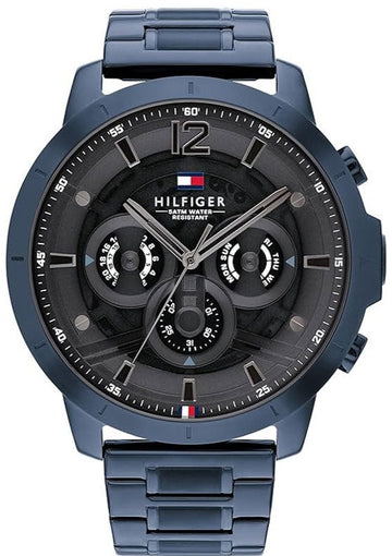 Tommy Hilfiger Luca Chronograph Quartz Grey Dial Blue Steel Strap Watch For Men - 1710493