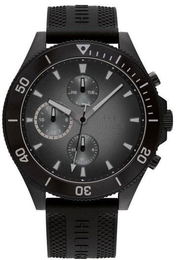 Tommy Hilfiger Larson Chronograph Quartz Black Dial Black Rubber Strap Watch For Men - 1791921