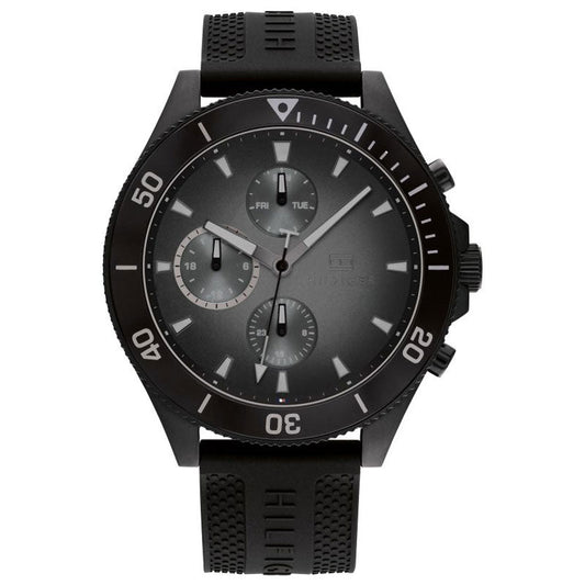 Tommy Hilfiger Larson Chronograph Quartz Black Dial Black Rubber Strap Watch For Men - 1791921