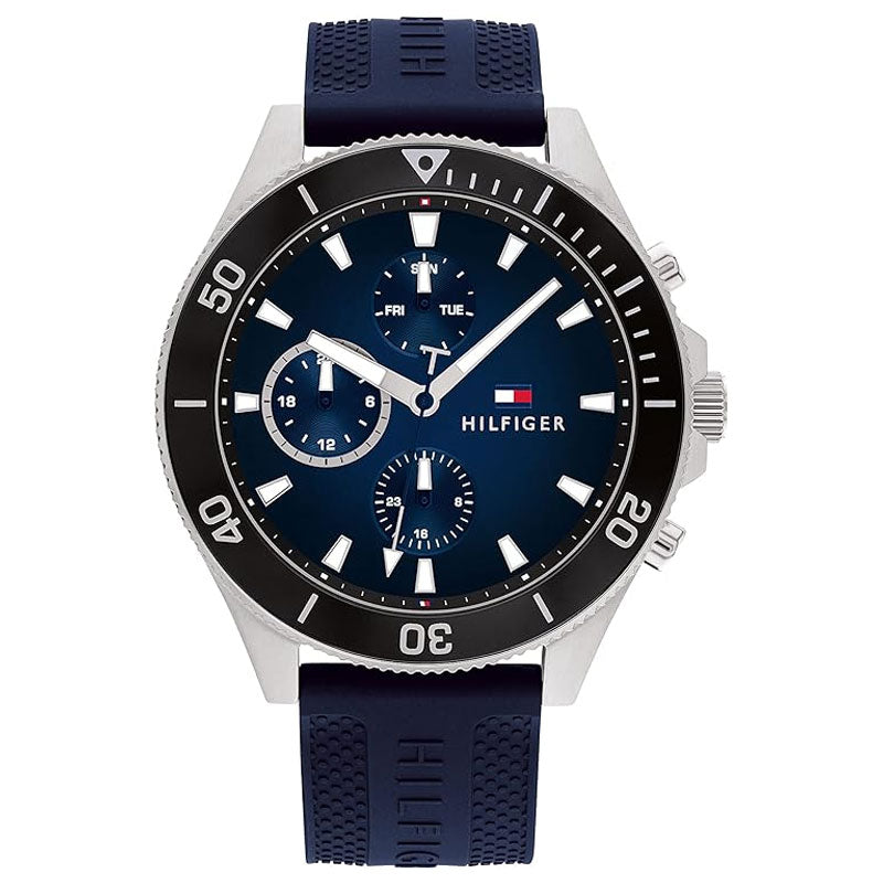 Tommy Hilfiger Larson Chronograph Blue Dial Blue Rubber Strap Watch For Men - 1791920