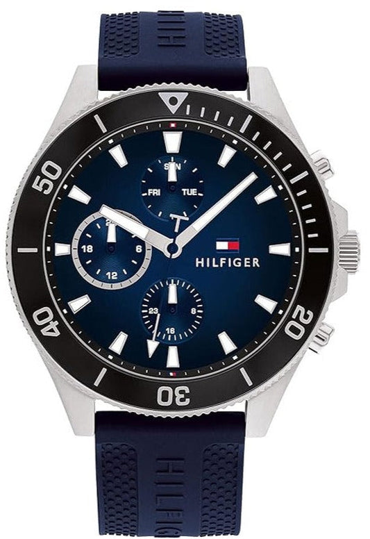 Tommy Hilfiger Larson Chronograph Blue Dial Blue Rubber Strap Watch For Men - 1791920