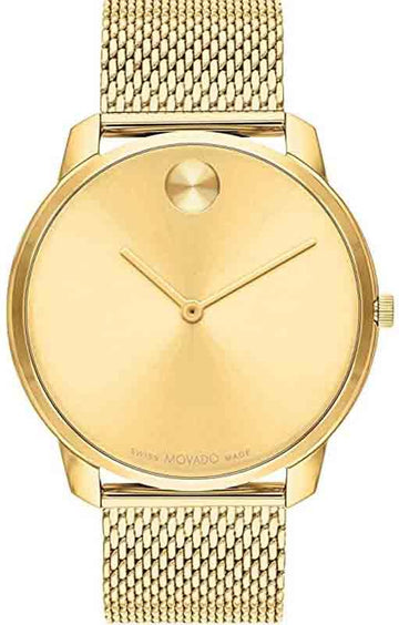 Movado Bold Gold Dial Gold Mesh Bracelet Watch For Men - 3600373