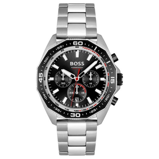 Hugo Boss Energy Chronograph Black Dial Silver Steel Strap Watch For Men - 1513971