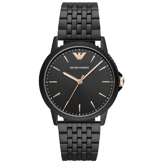 Emporio Armani Interchangeable Black Dial Black Steel Strap Watch For Men - AR80021