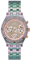 Guess Heiress Multifunction Diamonds Purple Dial Purple Steel Strap Watch for Women - GW0440L3