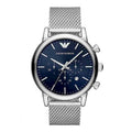 Emporio Armani Luigi Chronograph Blue Dial Silver Mesh Bracelet Watch For Men - AR80038