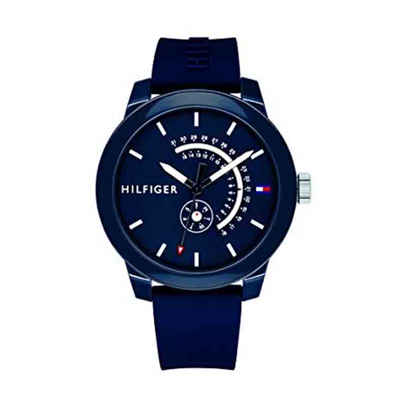 Tommy Hilfiger Denim Quartz Blue Dial Blue Rubber Strap Watch for Men - 1791482