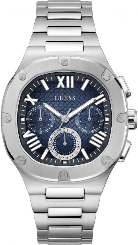 Guess Headliner Multifunction Blue Dial Silver Steel Strap Watch For Men - GW0572G1