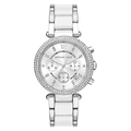 Michael Kors Parker Chronograph Silver Dial Silver Steel Strap Watch For Women - MK6354